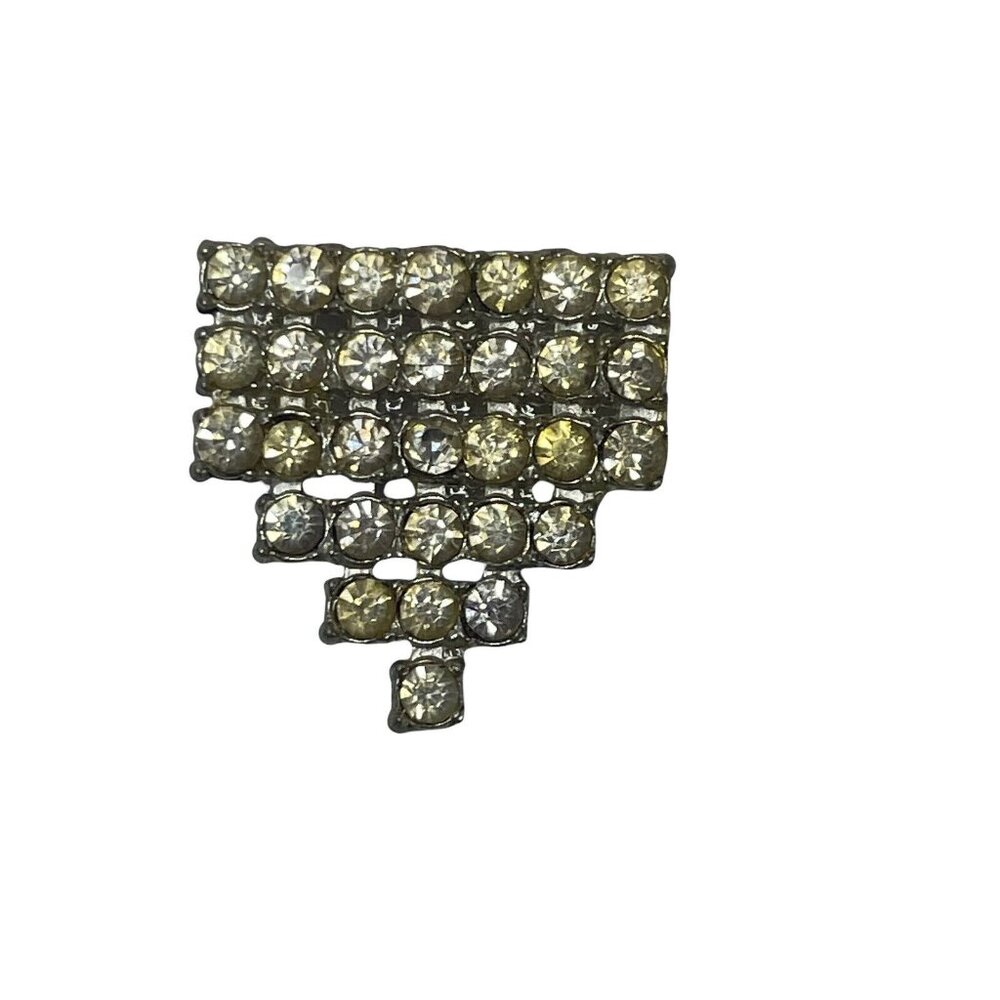 Vintage Art Deco Clear Glass Rhinestone Brooch Dangled Stair Step 1.25”
